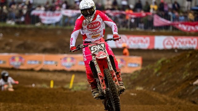 Crosser Astra Honda Racing Team (AHRT) yakni Arsenio Algifarioptimis pertahankan tren positif pada seri keenam Kejurnas Motocross Indonesia 2025 kelas MX2 di Sirkuit Wanko Mijen, Semarang, pada 13-14 September 2025 I IST