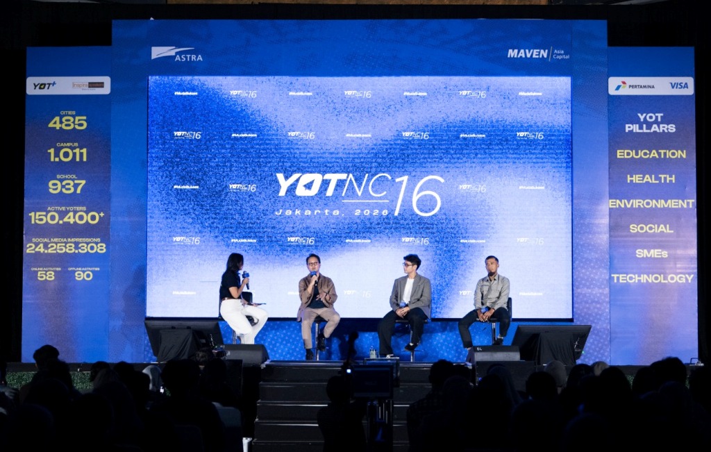 Suasana sesi "Terhubung Dalam Aksi" yang menjadi bagian dari Young On Top National Conference (YOTNC) 2026, di Jakarta, pada Sabtu (4/7). Melalui sesi ini, Astra mengajak lebih banyak anak muda menjadi inisiator perubahan melalui 17th Semangat Astra Terpadu Untuk (SATU) Indonesia Awards 2026 I IST