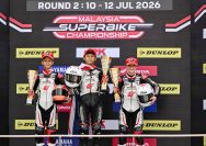 Pebalap muda binaan AHM Abimanyu Bintang Fermadi (kiri) meraih podium kedua pada race kedua ajang IHTTC 2026 Sepang, Malaysia pada Minggu, 12 Juli 2026 I IST